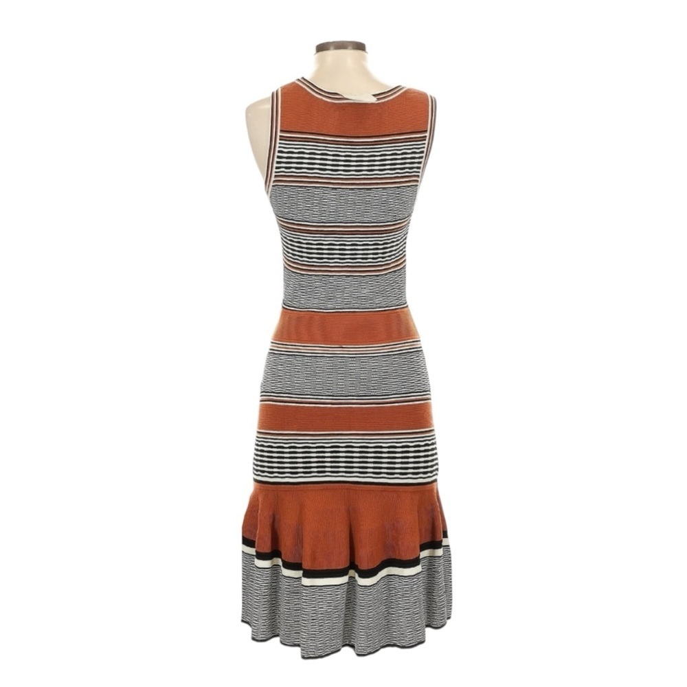 Sandro Paris Raby Stretch-Knit Dress Brique Striped Sleeveless Flare Hem Size 6 - Picture 2 of 10